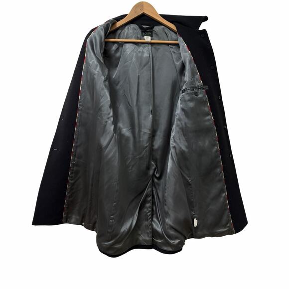 J Crew Womens Wool Blend Button Long Coat Size 4 Black Heavy Winter Peacoat - Picture 6 of 11